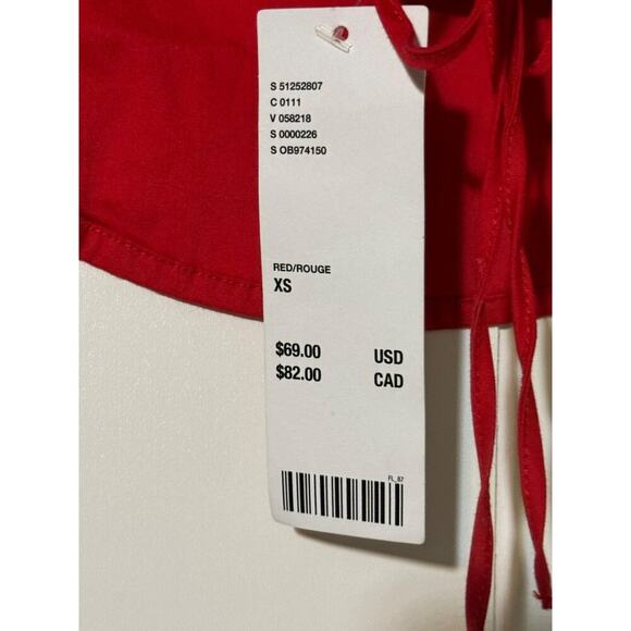 Urban Outfitters Shirt Women's Size XS NWT Strappy Back Puff Sleeve Red - Picture 13 of 14
